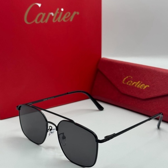 Cartier Matte Black Sunglasses NEW - Picture 1 of 10